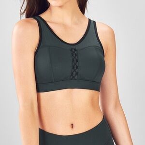Fabletics NEW Demi Lovato Veronica Lace Up Sports Bra Everglade Green Small